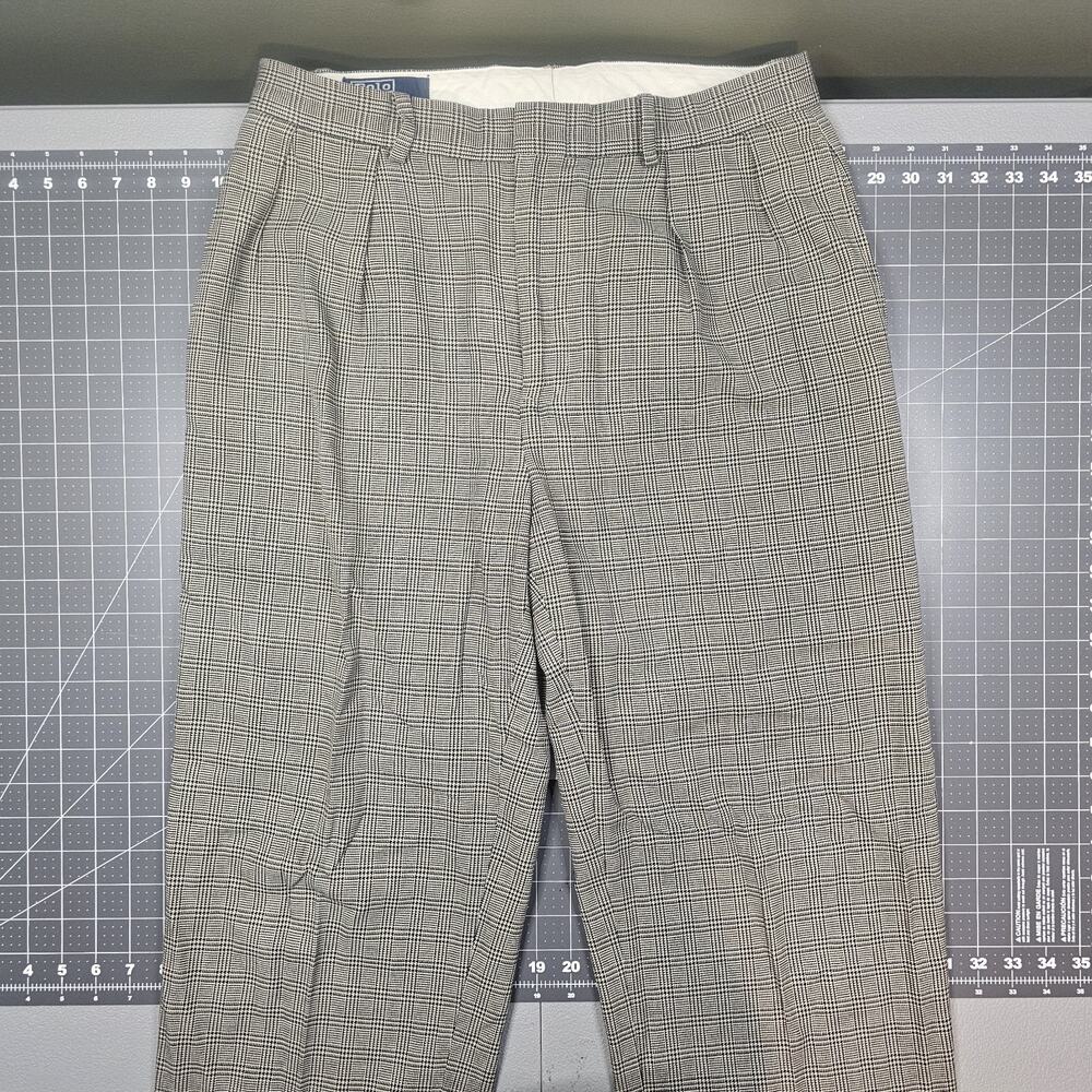 Vintage Polo Ralph Lauren Pleated Pants 33x29 Glen Plaid Wool Cuffed Chino 90s